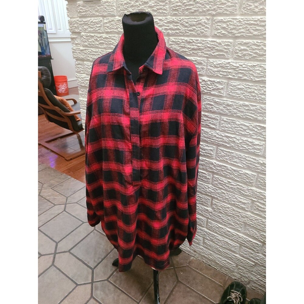 Roxy Rascals Plaid Button Long Sleeve Shirt Womens Red Size 3XL Casual plus